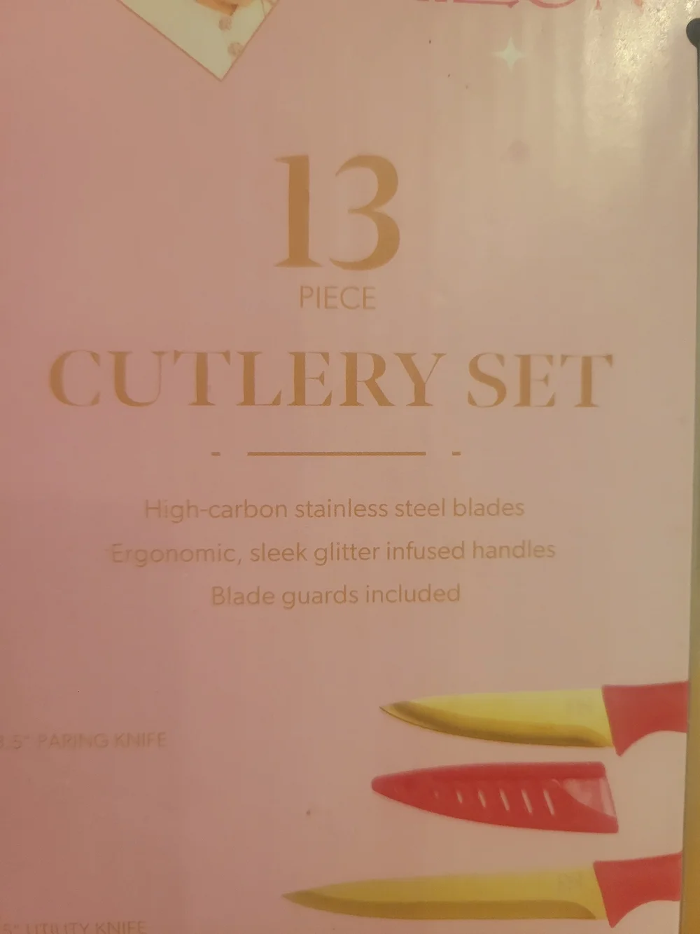 Paris Hilton Pink Handles with Gold Blades 13-Piece Cutlery Set
